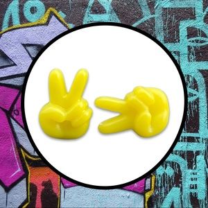 Small Yellow Peace Sign Stud Earrings
